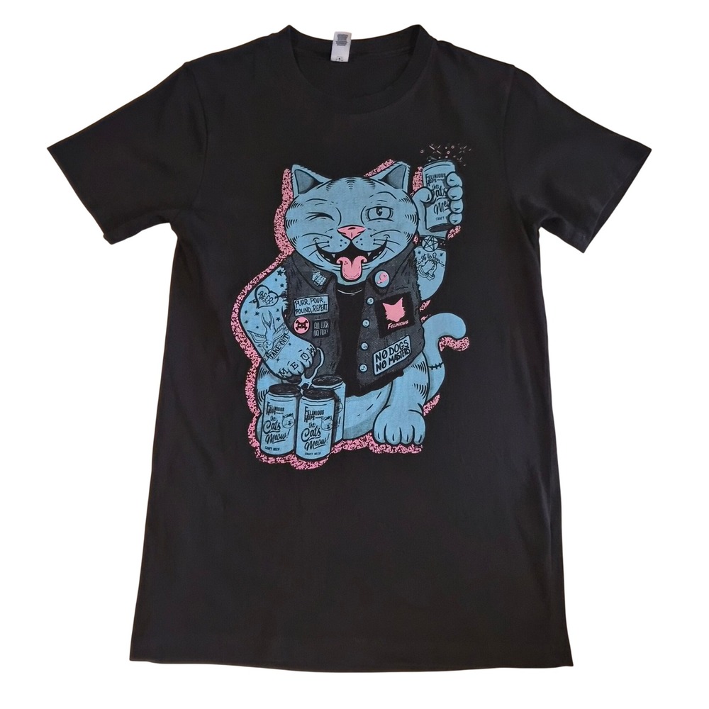 AS Colour Felinious Cat Craft Beer Graphic T-Shirt Black XS Organic Cotton